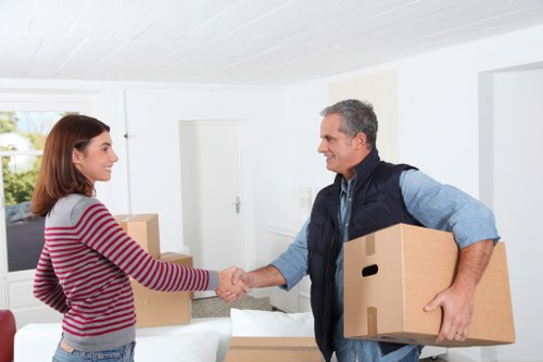 Van moving service staff following safe working practices